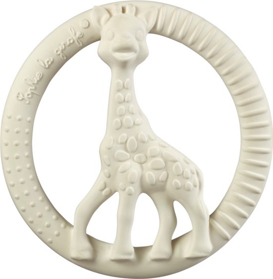 Sophie de giraf So'Pure Bijtring - Baby speelgoed - Kraamcadeau - Babyshower cadeau - 100% Natuurlijk rubber - In gerecyled geschenkdoosje met organic katoenen strikje - Vanaf 0 maanden - Ø8 cm - Wit van Sophie de giraf