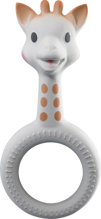 Sophie de giraf So'Pure Bijtring - Bijtspeeltje - Bijtspeelgoed - Babyspeelgoed - 100% Natuurlijk rubber - 13.5x6.4x5.2 cm - Beige/Bruin van Sophie de giraf