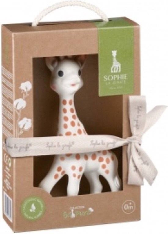 Sophie de giraf So'Pure - Bijtspeeltje - Bijtspeelgoed - Baby speelgoed - OK-Biobased - In gerecyled geschenkdoosje met organic katoenen strikje - 100% natuurlijk rubber - Vanaf 0 maanden - 17 cm - Beige/Bruin van Sophie de Giraf.