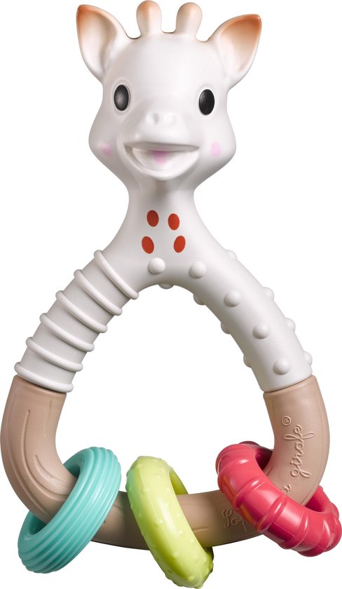 Sophie de giraf So'Pure Natur'rings Rammelaar - Baby Speelgoed - Kraamcadeau - Babyshower cadeau - 100% Biomaterialen - Vanaf 3 maanden - 14.5x8x5 cm - Meerkleurig van Sophie de Giraf.