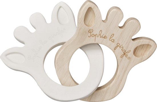Sophie de giraf So'Pure Silhouette Bijtring - Bijtspeelgoed - Babyspeelgoed - Vanaf 0 maanden - Natuurlijk rubber/Hout - OK-Biobased - 6.6x7.7x0.6 cm - Wit/Hout van Sophie de giraf