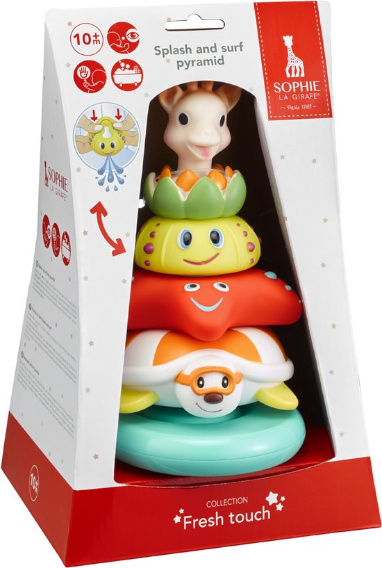 Sophie de giraf Splash & Surf Piramide - Badspeelgoed - Badspeeltjes - Vanaf 10 maanden - 24x12x16.5 cm - 5-Delig van Sophie de Giraf.