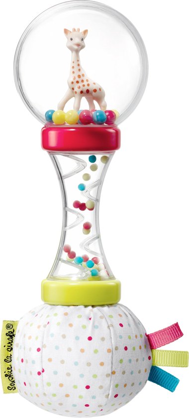 Sophie de giraf Zachte Maracas Rammelaar - Babyspeelgoed - Kraamcadeau - Babyshower cadeau - In wit/rode geschenkdoos - Vanaf 3 maanden - 6x6x17 cm - Kunststof/Katoen van Sophie de Giraf.