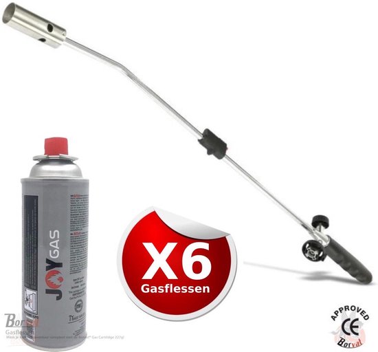Soroh® - Gasbrander onkruid - Onkruidbrander gas - Milieuvriendelijke onkruidverwijderaar - Gasbrander tuin - Onkruid verwijderen zonder gif - Onkruidbrander met vlamregelaar - Gas onkruidbestrijder - Inclusief 6 butaangasfles van Soroh