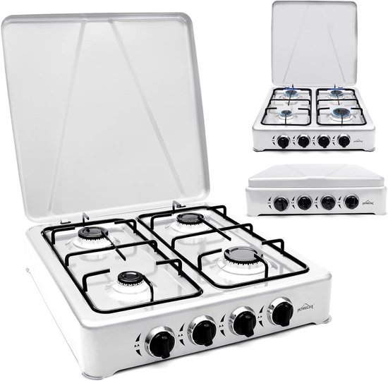 Soroh® - Homelux - Gas kooktoestel 4 pits - Campingkooktoestel - Gaskookplaat - Wit van Soroh
