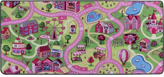 Sorprese Speelkleed - Speelmat 95x200 cm - Sweet Fantasy City - Vloerkleed Kinderkamer - Speeltapijt - Verkeerskleed - Cadeau van Sorprese