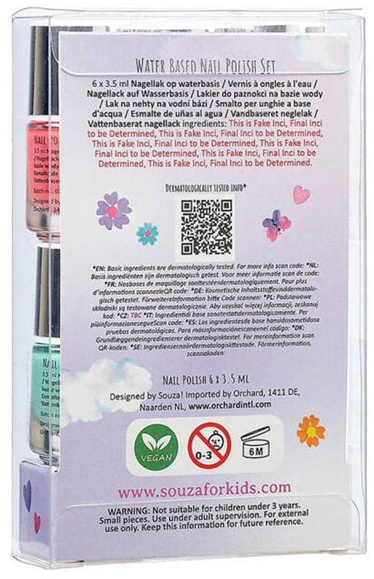 Souza - Nagellak Peel-off Set - Kinderen - 6 Kleuren - Waterbasis - Vegan van Merkloos