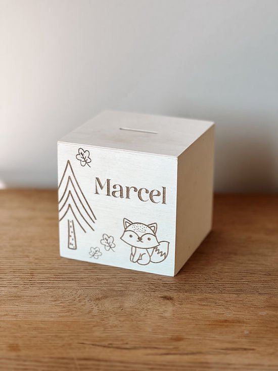 Spaarpot met naam - Spaarpot - Gepersonaliseerd - Hout - Baby - Kind van Merkloos