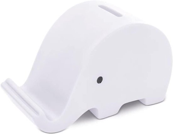 Spaarvarken Olifant - Spaarpot Kinderen - Geld Besparen - Zacht PVC Lichaam - 13.5 x 8.5 x 7 cm - Wit