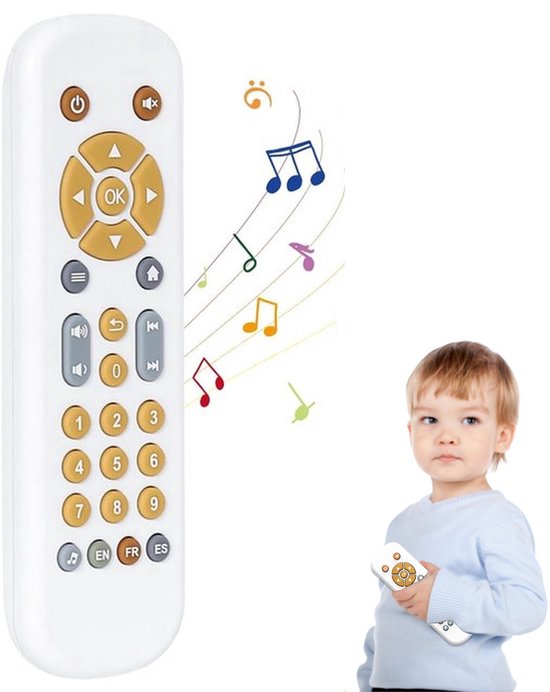 Speelgoed Afstandsbediening voor Baby's – Meertalig Muzikaal Speelgoed met Licht en Geluid – Educatief Speelgoed voor Baby's Vanaf 6 Maanden - Wit