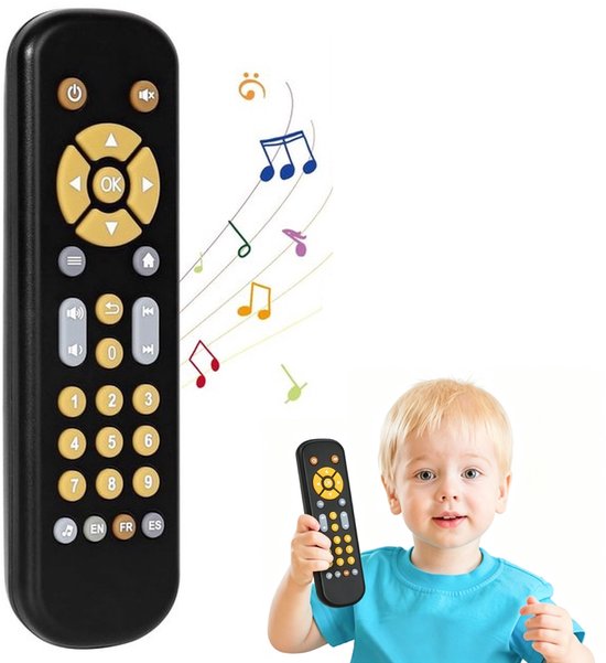 Speelgoed Afstandsbediening voor Baby's – Meertalig Muzikaal Speelgoed met Licht en Geluid – Educatief Speelgoed voor Baby's Vanaf 6 Maanden - Zwart