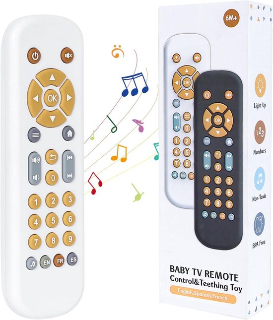 Speelgoed Met Afstandsbediening Voor De Baby-TV, Meertalig Muziekspeelgoed Voor Baby's Met Cijferleesfunctie, Babyspeelgoed Met Geluiden, Educatief Speelgoed Voor Baby's Vanaf 6 Maanden (Wit) van Mafiti