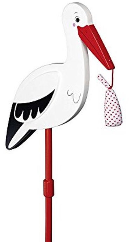 Speelgoed Ooievaar met babydoek 77 cm - Rood - Duurzaam Houten Speelgoed voor Kinderen van Merkloos