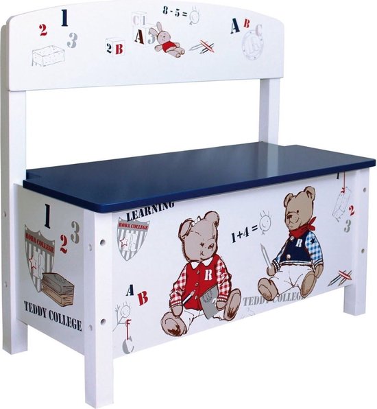Speelgoedbank - Speelgoed Opbergbank - Kinderbankje Met Opbergruimte - Speelgoedbankje Kinderen - Speelgoedkist - Speelgoedbak - Opbergkisten - Wit - 29 x 62,5 x 58,5 cm van Speelgoed.