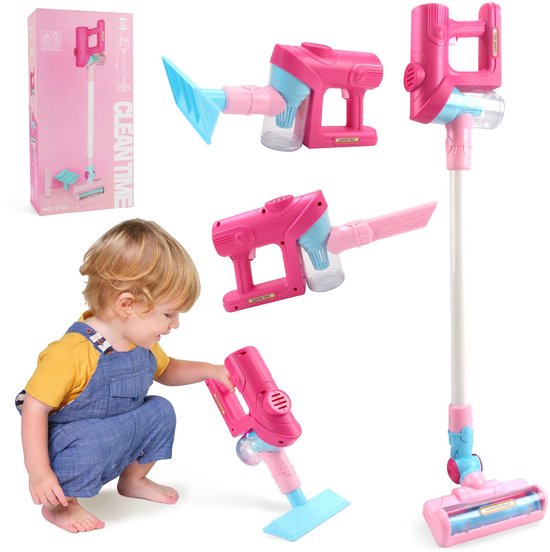 Speelgoedstofzuigerset - Kinderstofzuiger met echte zuigkracht - Stofzuiger voor kinderen van 3, 4, 5 en 6 jaar - Speelgoedstofzuiger van Merkloos