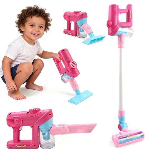Speelgoedstofzuigerset voor kinderen - Schoonmaakset voor peuters, speelgoedstofzuiger die echt werkt - Speelgoedstofzuiger voor peuters van 3-5 jaar van Merkloos