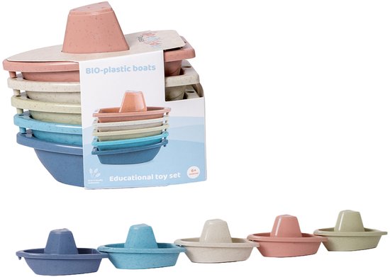 Speelgoedtopdeals - BIOplastic Badspeelgoed bootjes 5-delig - Duurzaam speelgoed