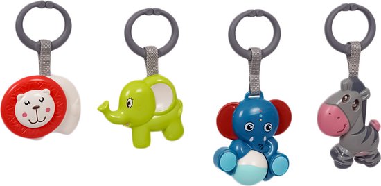 Speelgoedtopdeals - Rammelaar Hangspeeltje Buggyspeeltje - Cadeauverpakking Leeuw Olifant Olifant Zebra van SpeelGoed