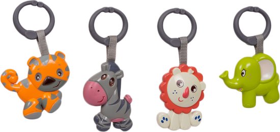 Speelgoedtopdeals - Rammelaar Hangspeeltje Buggyspeeltje - Cadeauverpakking Tijger Zebra Leeuw Olifant van SpeelGoed