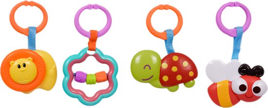 Speelgoedtopdeals - Rammelaar Hangspeeltje Buggyspeeltje - in Zak Leeuw Bij Schildpad Ster van SpeelGoed