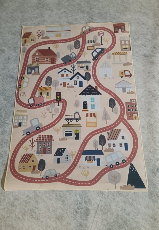 speelkleed - 100 x 150cm - speeltapijt -antislip en wasbaar - village road van Kids Globe Playmat.