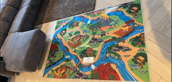 speelkleed anti - slip dino fun - speeltapijt dinofun - anti slip speelmat - kindertapijt - 140 x 200 cm - wasbaar - antislip van Tapsi Tapsi