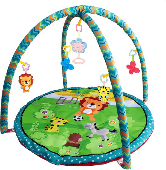 Speelkleed Baby met Boog - Buikligtrainer - 78 x 78 cm - Buiktrainer Baby - Tummy Time - Speelmat Baby - Speelboog - Babygym