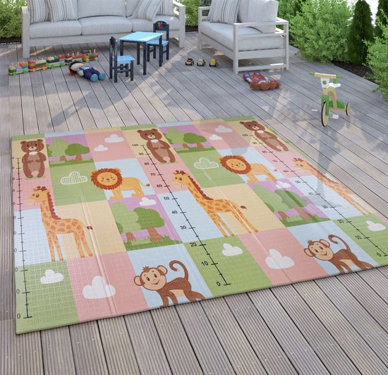 Speelkleed Kruipkleed Kinderen Kleed Opvouwbaar Afwasbaar Omkeerbaar Dier Motief, Maat:180x200 cm, Kleur:Veelkleurig 2 van Fadilo