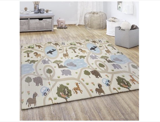 Speelkleed Kruipkleed Kinderen Kleed Opvouwbaar Afwasbaar Omkeerbaar Dier Motief, Maat:180x200 cm, Kleur:Veelkleurig 3 van CLLiving