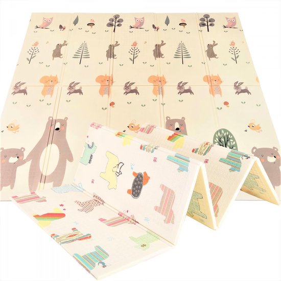 Speelkleed - Paarden en Beren - Dubbelzijdige XXL - Opvouwbaar 1 cm dik - Speelmat - Speeltapijt - Baby - Foam - 180 x 200 cm