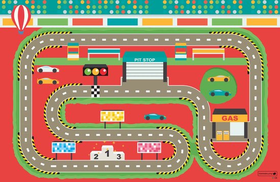 Speelkleed | Racebaan | 90x120cm | Onze materialen zijn PVC vrij en hygienisch van Primi Passi