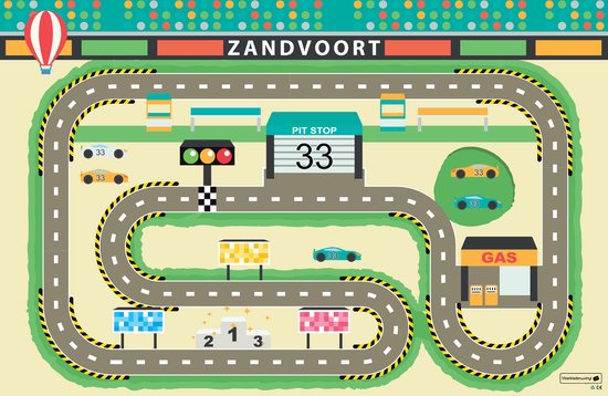 Speelkleed | Racebaan zandvoort | 95x95 cm | Onze materialen zijn PVC vrij en hygienisch van Tinkabel.