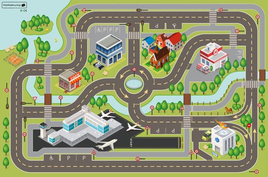 Speelkleed vinyl | Autokleed Stad | 195x300 cm | Onze materialen zijn PVC vrij en hygienisch van Bubabloon