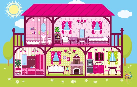 Speelkleed vinyl | Poppenhuis | 170x240 cm | Onze materialen zijn PVC vrij en hygienisch van Nattiot