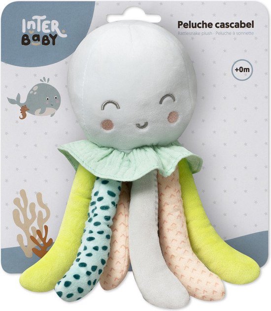 speelknuffel - rammelaar - knuffelbeer - octopus - knisperfiguur - baby - kraamcadeau - feestdagen - geschenk van Merkloos