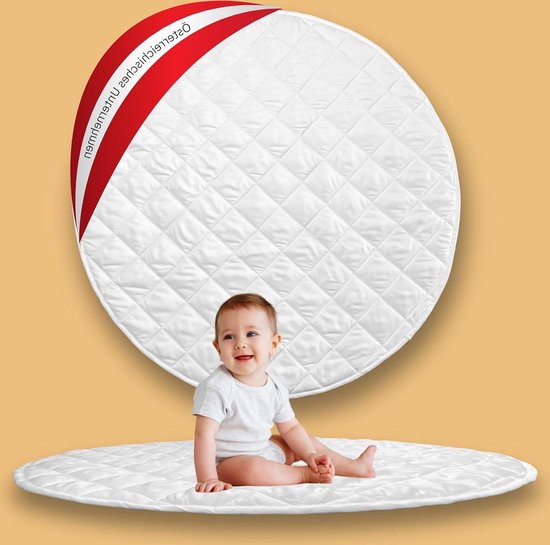 Speelmat 110 cm dikte 1 cm gevoerde ronde vloermat voor speeltent-speelhuis-tipi zachte speeldeken voor kinderen gewatteerde inleg-onderlegger kruipdeken tapijt kinderkamer (wit) van Lalaloom