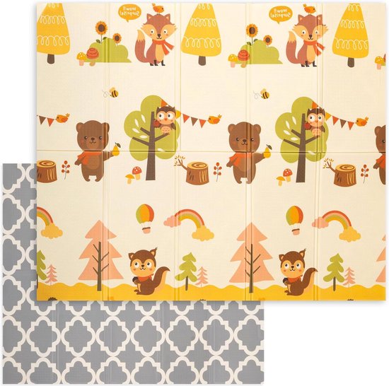 Speelmat 150x180x1cm XXL-vloermat dik omkeerbaar opvouwbaar schuim - Sensorische ontwikkeling - Babyspeelkleed van KIDUKU
