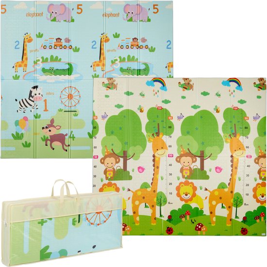 speelmat - 200x180 cm - opvouwbaar - dieren - met tas - afwasbaar
