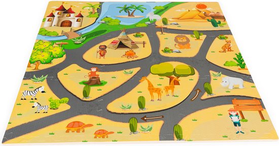 Speelmat - 93,5x93,5cm - safari - foam van Puck.