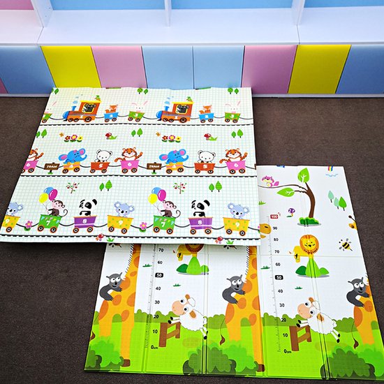 Speelmat Baby - Gemaakt van Foam - 180 x 200 cm - Opvouwbaar - Dubbelzijdig - 180 x 200 cm - 1,5 cm dik - inclusief opbergtas van Merkloos