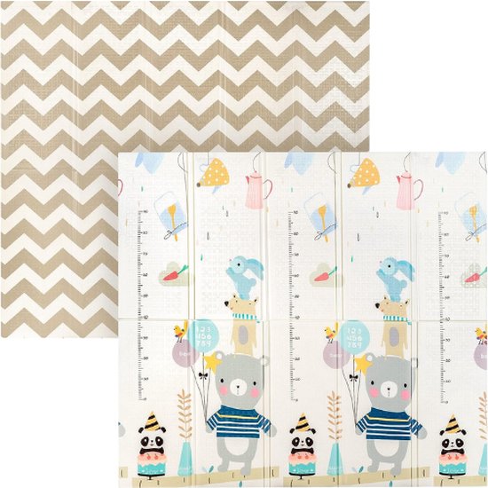 Speelmat Baby Kinderen - Dubbelzijdige vloermat - Opvouwbaar - 180x200cm - Babygym mat van HOMCOM