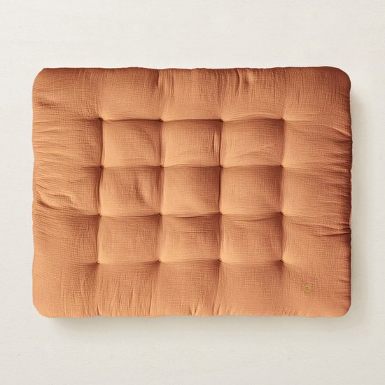 Speelmat baby - Rechthoekig Speelkleed - 100% Biologisch Mousseline Katoen - Luxe en Veilige Plek voor Ontwikkelingsactiviteiten - Ideaal voor Babygym, Speeltenten en Tipi-tenten - 110 x 85 cm - Caramel van Little Dutch
