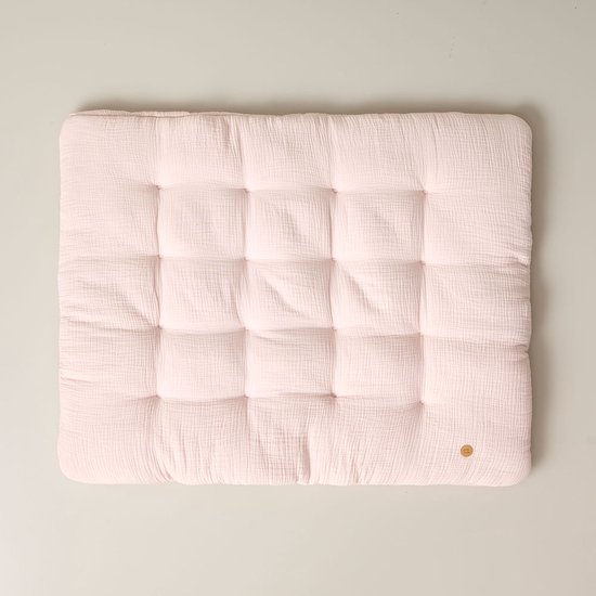 Speelmat baby - Rechthoekig Speelkleed - 100% Biologisch Mousseline Katoen - Luxe en Veilige Plek voor Ontwikkelingsactiviteiten - Ideaal voor Babygym, Speeltenten en Tipi-tenten - 110 x 85 cm - Zacht Roze van Little Dutch