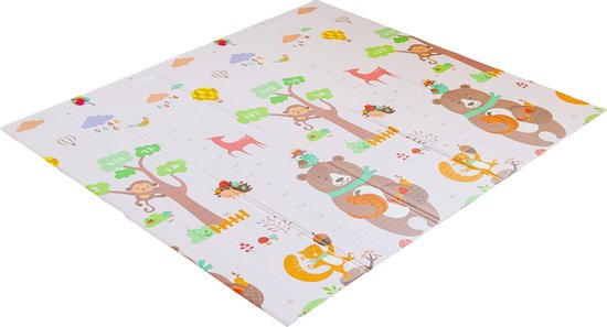 Speelmat - Baby - Slijtvast materiaal op doekbasis-Kinderen - Kruipmat - Speelkleed - Dubbelzijdig - XL - Opvouwbaar - 1.5CM Dik - Foam - Olifant & Aapje - Cijfers & Letters - 180 x 200 x 1.5CM van Emma Matratzen