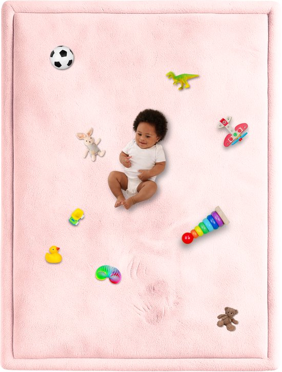 Speelmat Baby XXL - Speelkleed met Traagschuim - Fluweelzacht Speeltapijt - 200x150x3 cm - Roze