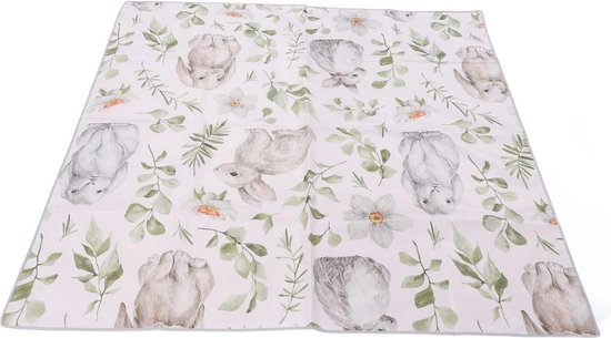 Speelmat - Konijn Patroon - 130x130cm - Zachte Vloer - Speelmatten - Opvouwbare Draagbare - Baby Buik Tijd Mat - Binnen Buiten van Lalaloom