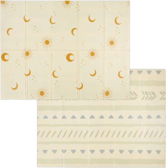 speelmat opvouwbaar - 200 x 150 cm - afwasbaar - maan - zon - patroon van Merkloos