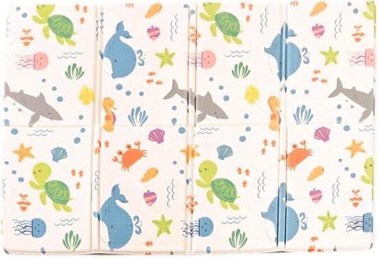 Speelmat Opvouwbare 12m x 90cm - Dik Gewatteerde XPE-speelmat Sea Life Ontwerp van Quut
