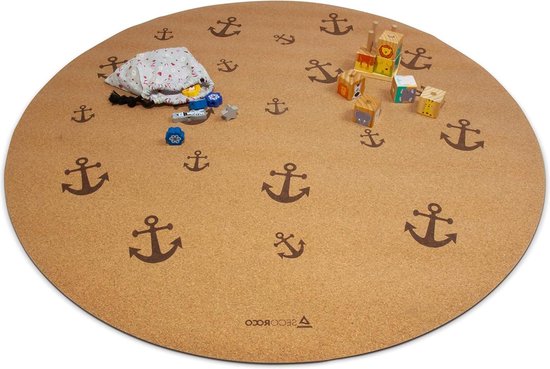 Speelmat voor baby's en peuters van kurk - antislip en anti-allergeen - natuurlijke materialen - inclusief draagtas - anker van Kurkfabriek