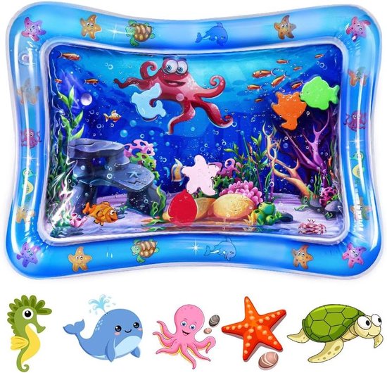 Speelmat voor Tummy Time - Watermat met sensueel speelgoed - Voor baby's, zuigelingen en peuters - 3-6-9 maanden - Pasgeborenen - Meisjes en jongens - Zacht en comfortabel van Merkloos